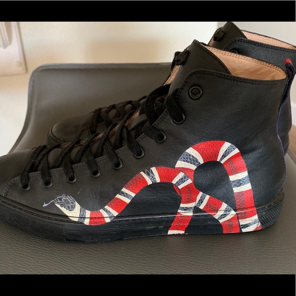 Gucci Other - Gucci‼️ Black 🐍 Leather High Tops👈🏼👈🏼👈🏼👈🏼